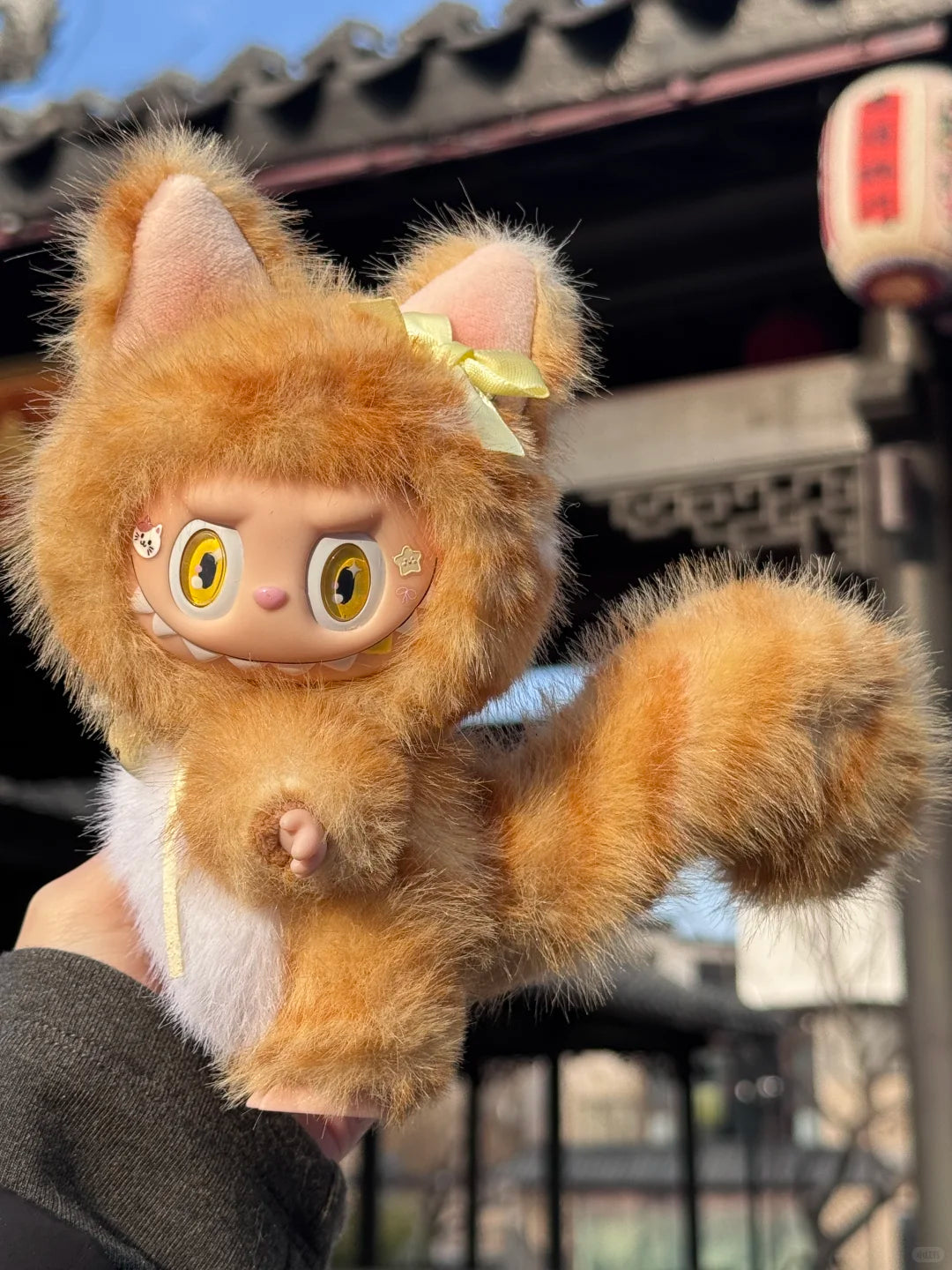 Original Design- Golden Garfield Cat|Handmade Modification labubu Doll