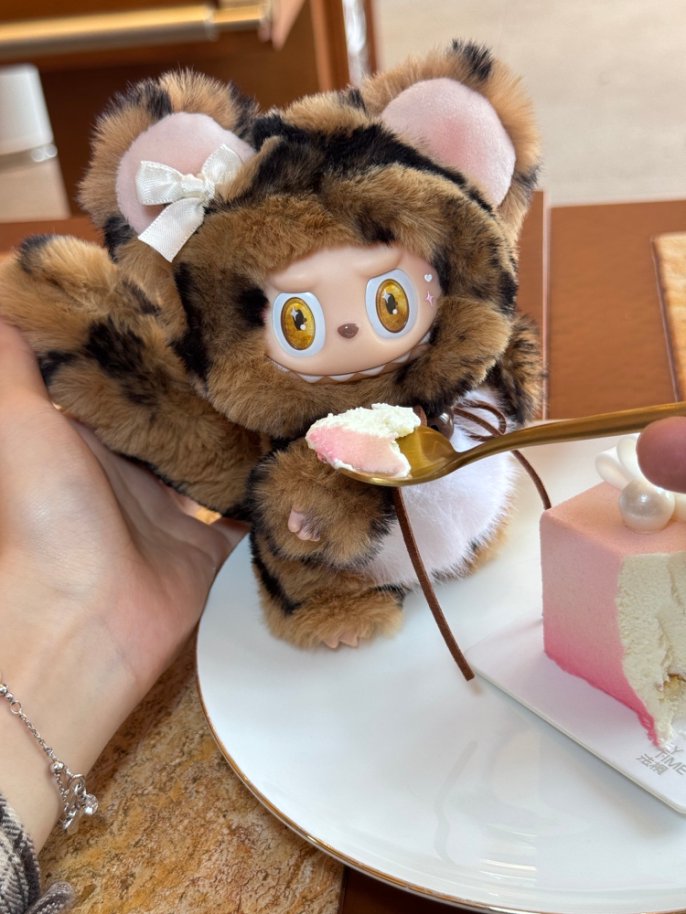 Original Design- Leopard-print cat | Handmade Modification labubu Doll