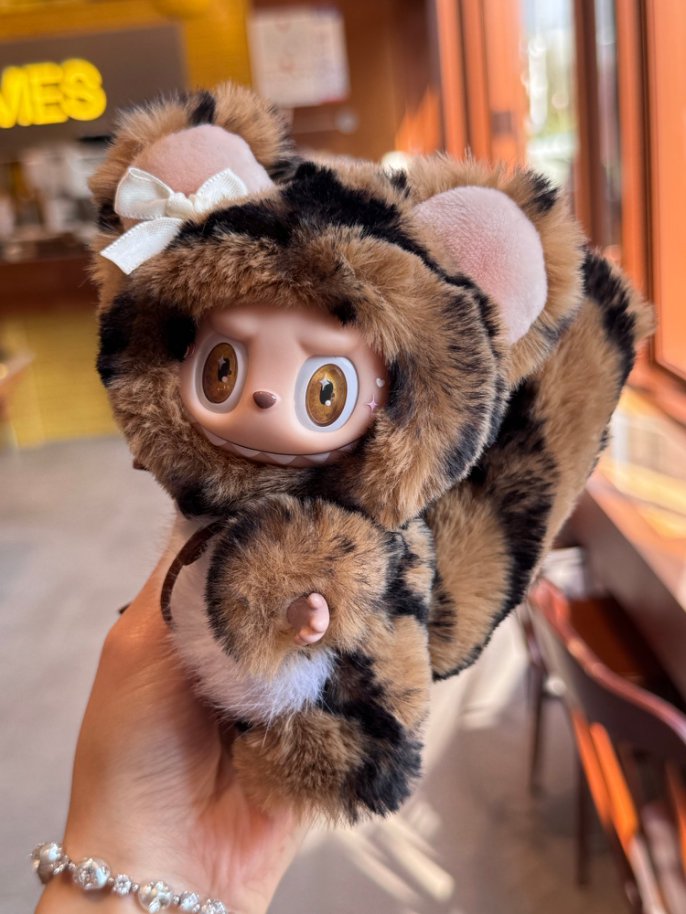 Original Design- Leopard-print cat | Handmade Modification labubu Doll