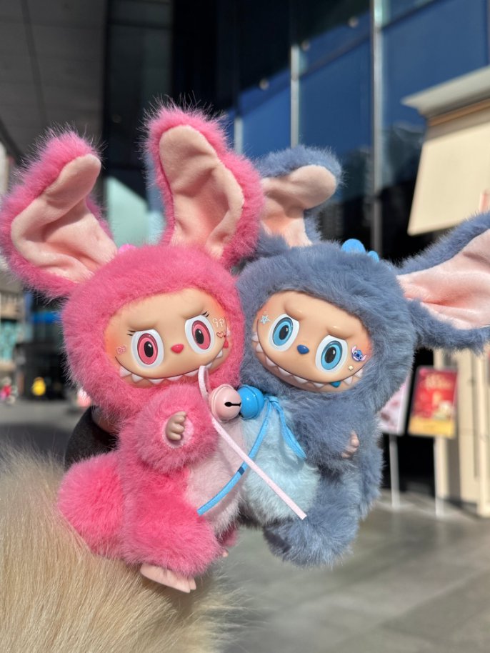 Original Design- Rabbit Stitch & Angle Blue Twistable ears|Handmade Modification labubu Doll