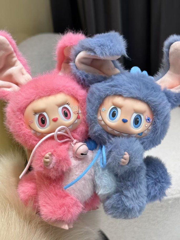 Original Design- Rabbit Stitch & Angle Blue Twistable ears|Handmade Modification labubu Doll