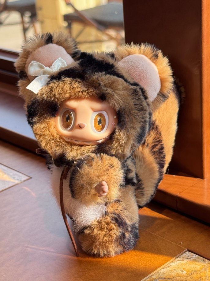 Original Design- Leopard-print cat | Handmade Modification labubu Doll