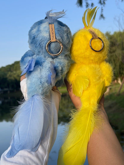 Original Design- Little Parrot Blue&Yellow&Peach Pink|Handmade Modification labubu Doll