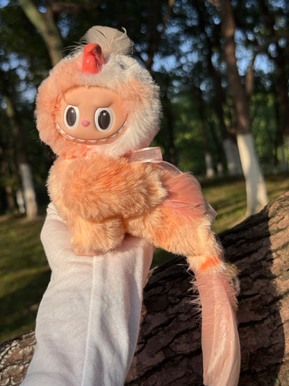 Original Design- Little Parrot Blue&Yellow&Peach Pink|Handmade Modification labubu Doll