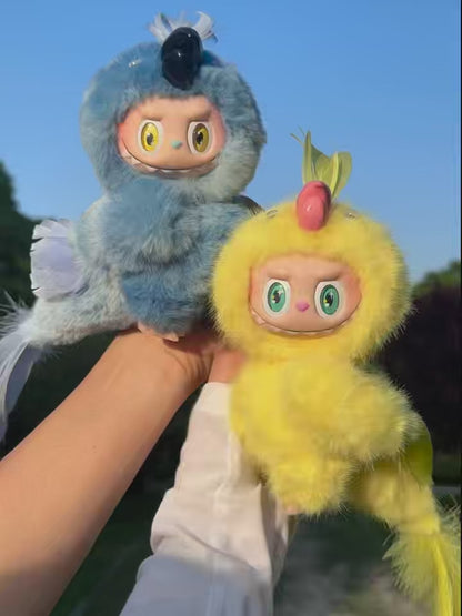 Original Design- Little Parrot Blue&Yellow&Peach Pink|Handmade Modification labubu Doll